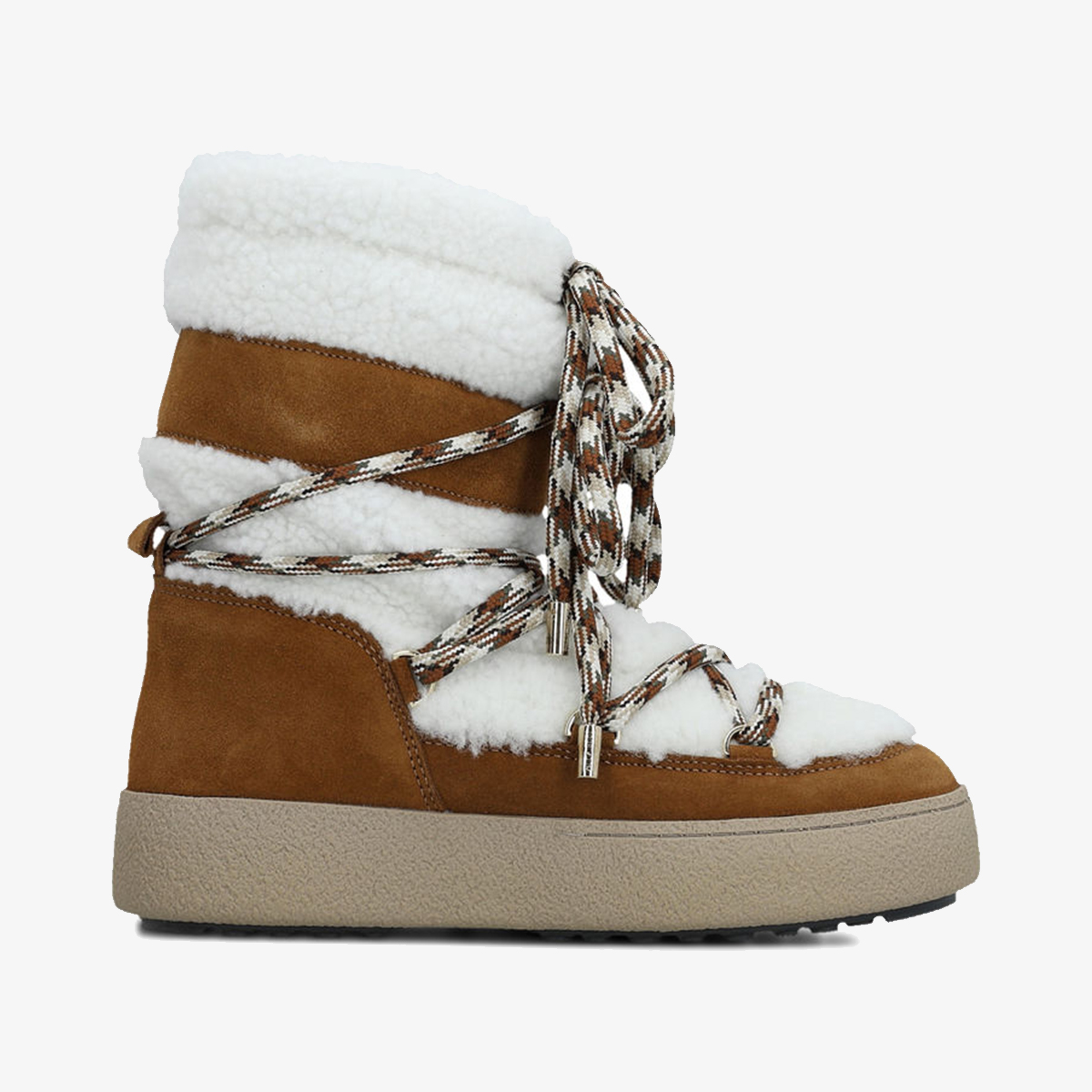 MOON BOOT Чизми MB LTRACK SHEARLING WHISKY/OFF WHITE 