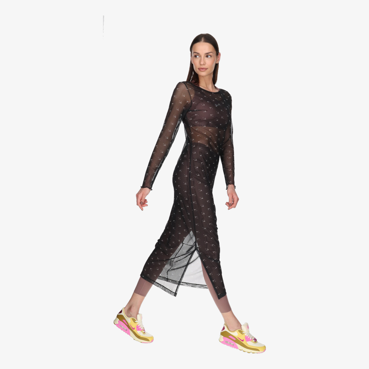 NIKE Фустан W NSW AIR AOP MESH LS DRESS 
