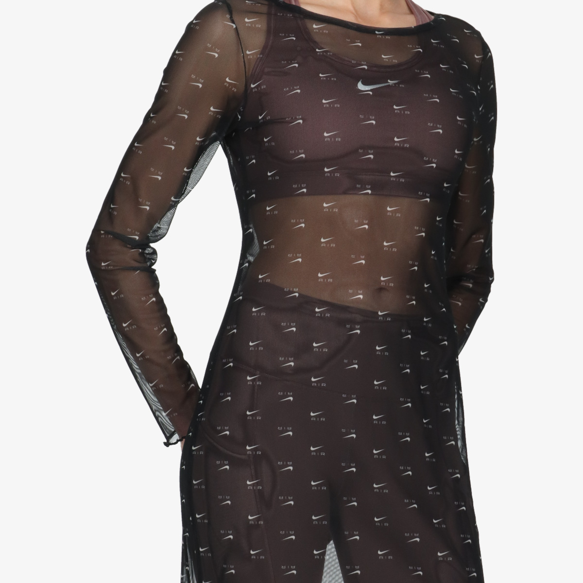 NIKE Фустан W NSW AIR AOP MESH LS DRESS 