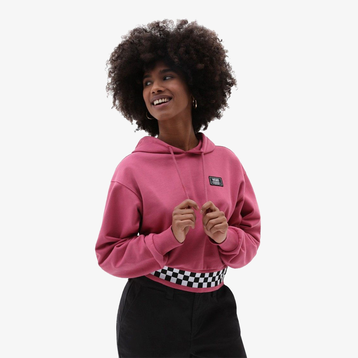Vans pink on sale checkered hoodie