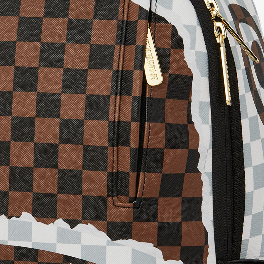 Sprayground Çantë shpine CREAM AND BROWN TEAR CHECK BACKPACK 