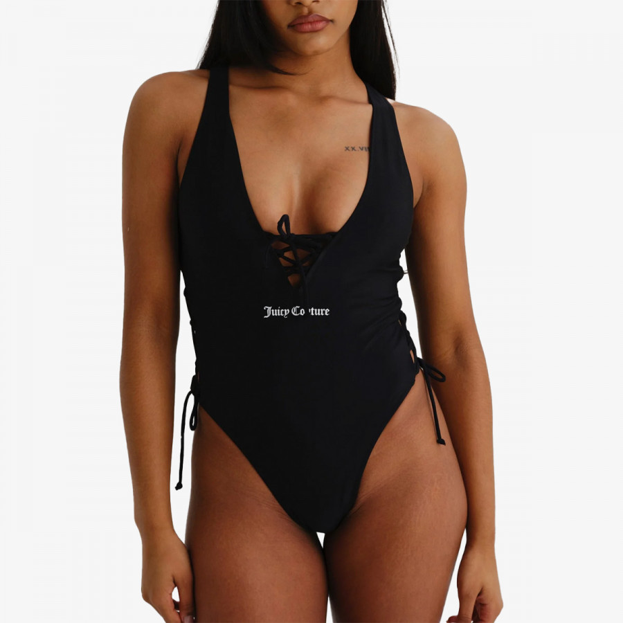 Juicy Couture Једноделен костим за капење Black Lattice One Piece 