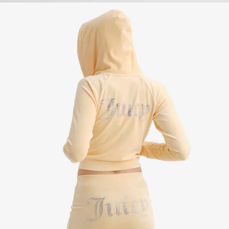 JUICY COUTURE Дуксер CLASSIC VELOUR HOODIE WITH JUICY  LOGO 